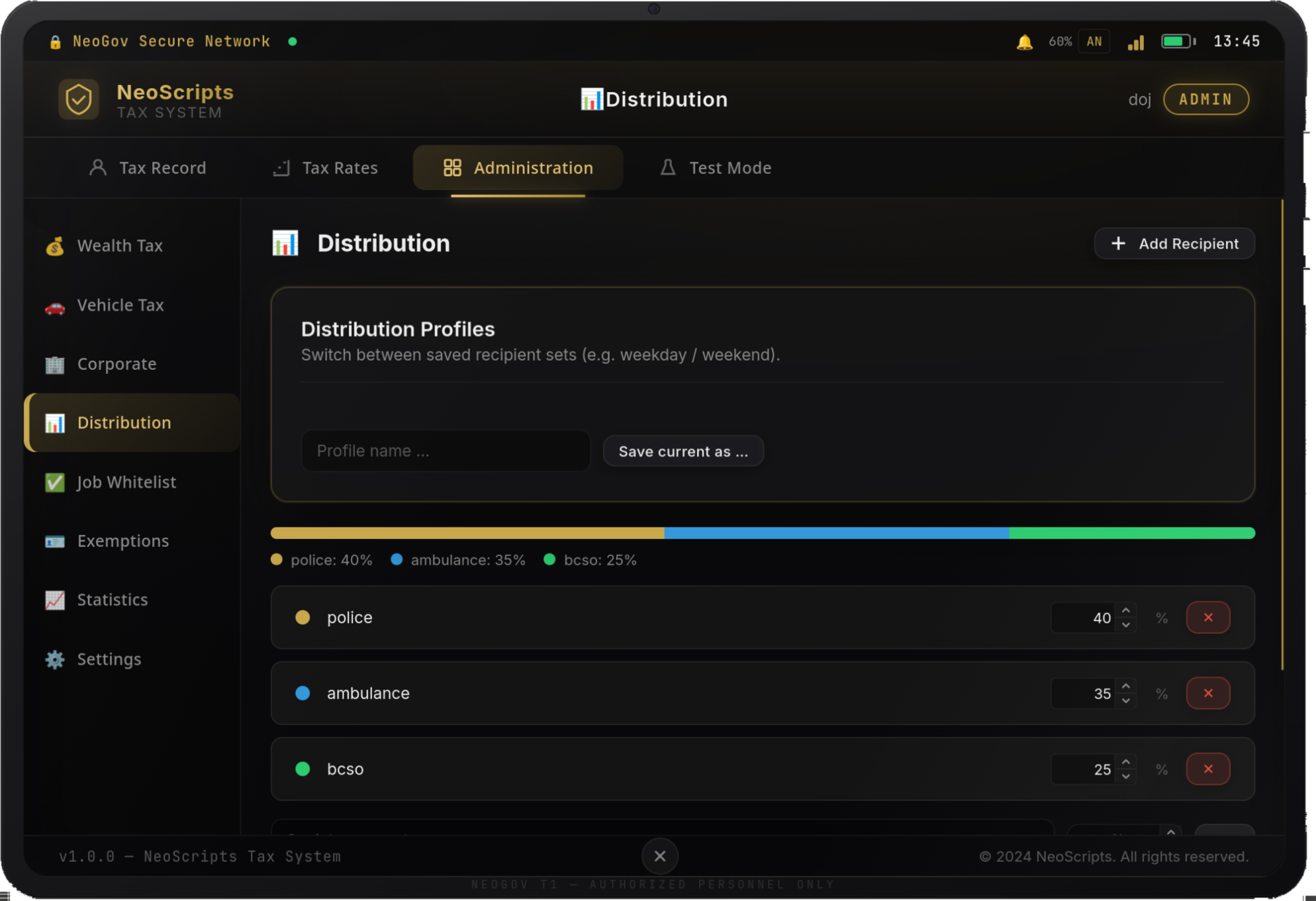 NeoScripts Tax System