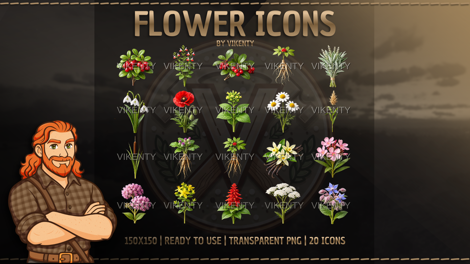 Flower Icons x20 | 01