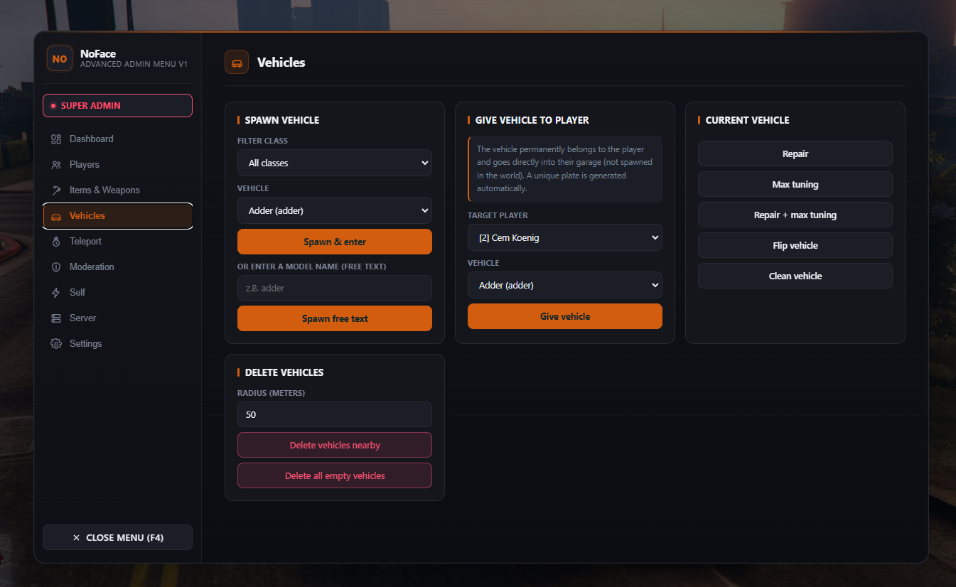[ESX/QbCore/Standalone] NoFace Adminmenu V2.0.1