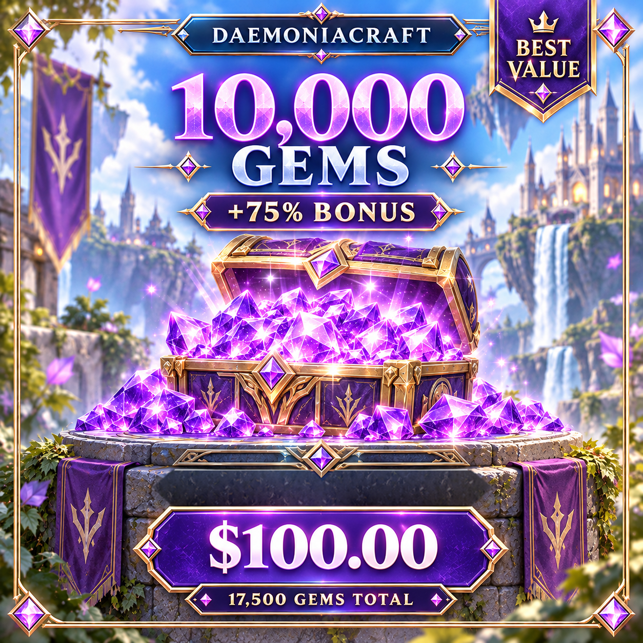 10,000 Gems +75% bonus gems