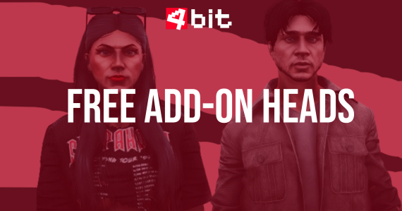 4bit Free Blendable Head Pack (5 Add-On Faces)