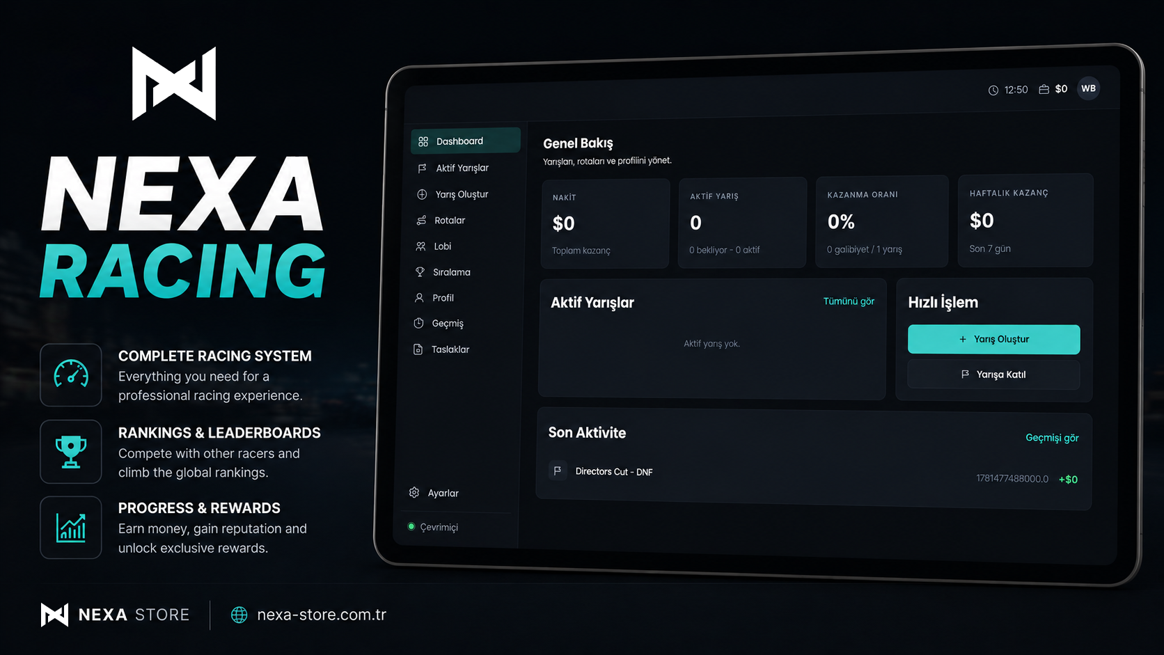 Nexa Racing interface preview