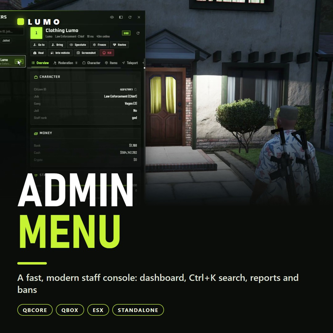​Lumo Admin Menu — Staff Console (Escrow)