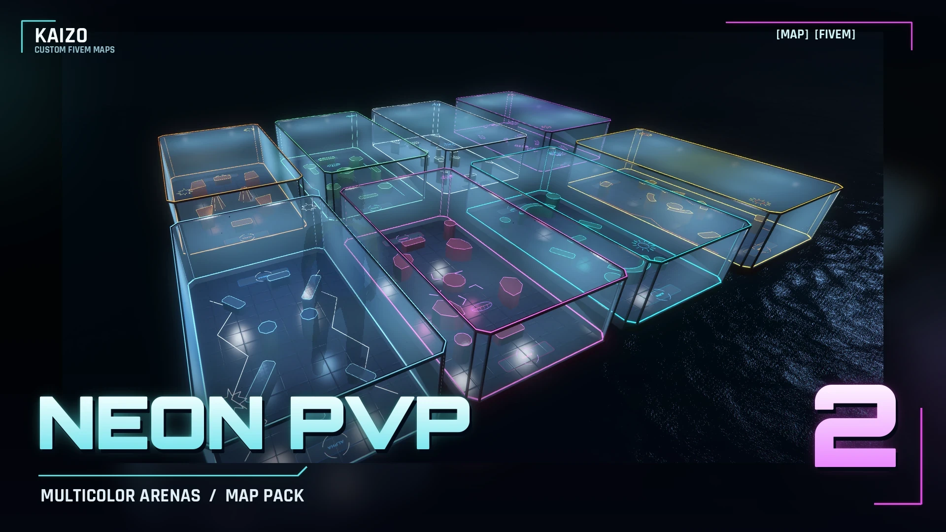FiveM Neon PVP Map Pack 2 | Multicolor Arenas | KAIZO