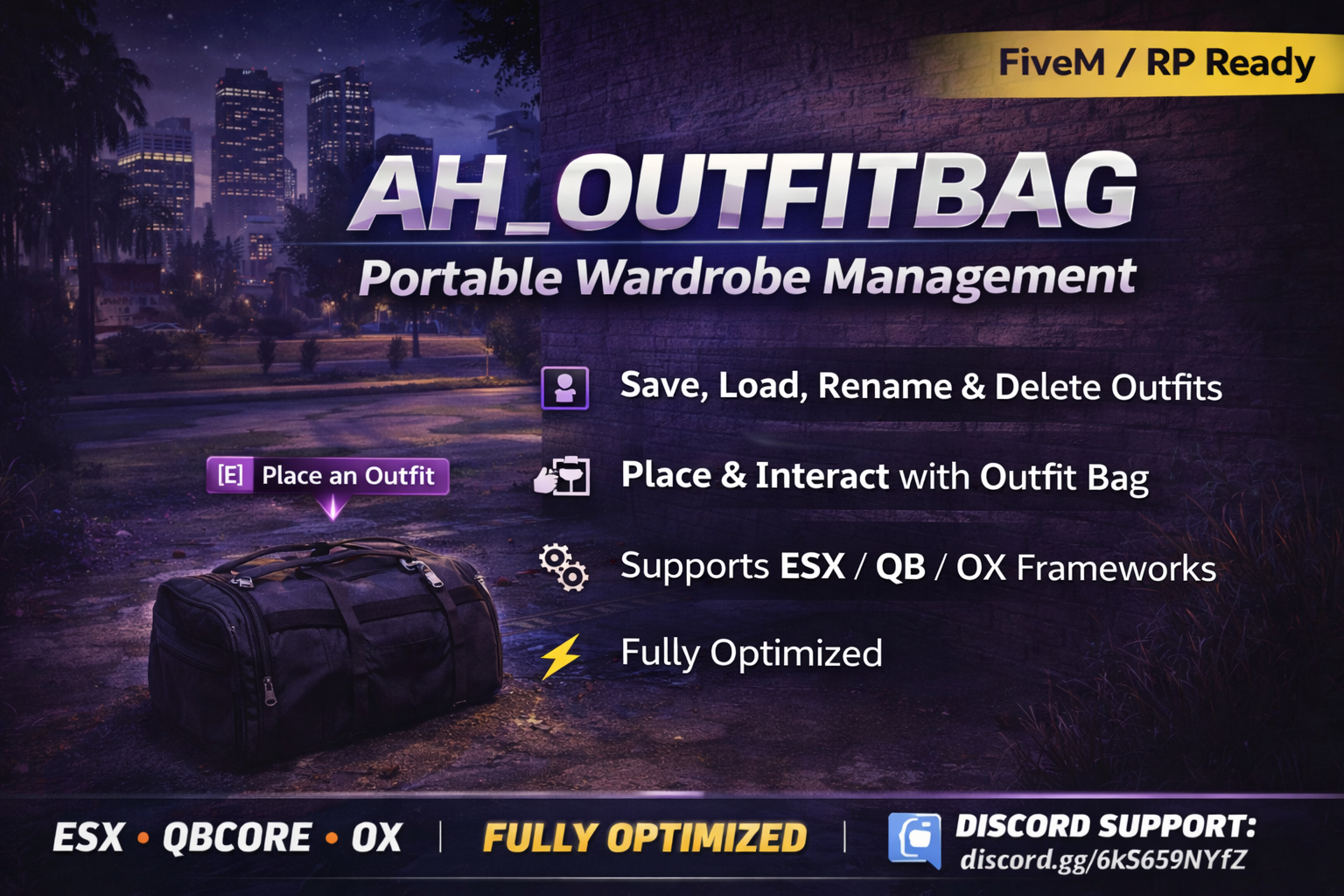 AH OUTFITBAG — Premium Portable Wardrobe (ESX / QBCore / ox) -V1.0.0 (Escrow)