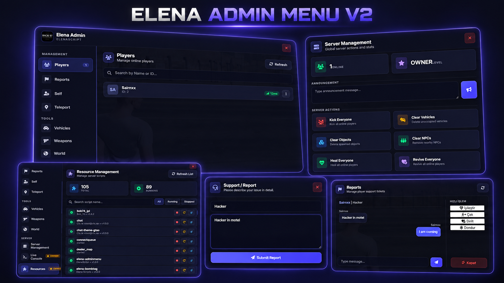 [STANDALONE / QB / ESX] Elena Admin Menu V2