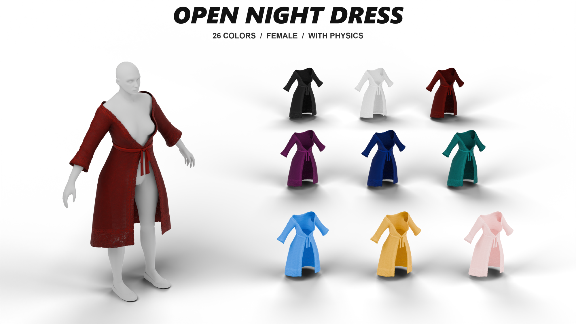 Female Open Night Dress/Gown (+Physics)