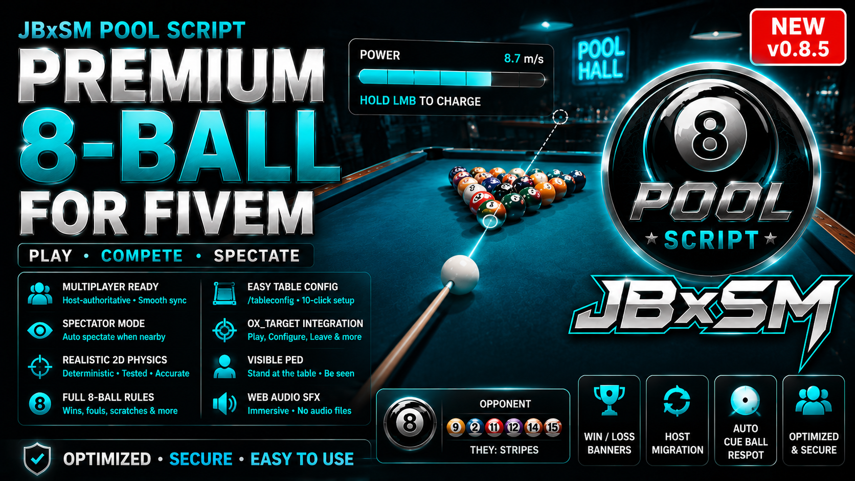 🎱 JBxSM Pool — Premium 8-Ball Pool System for FiveM