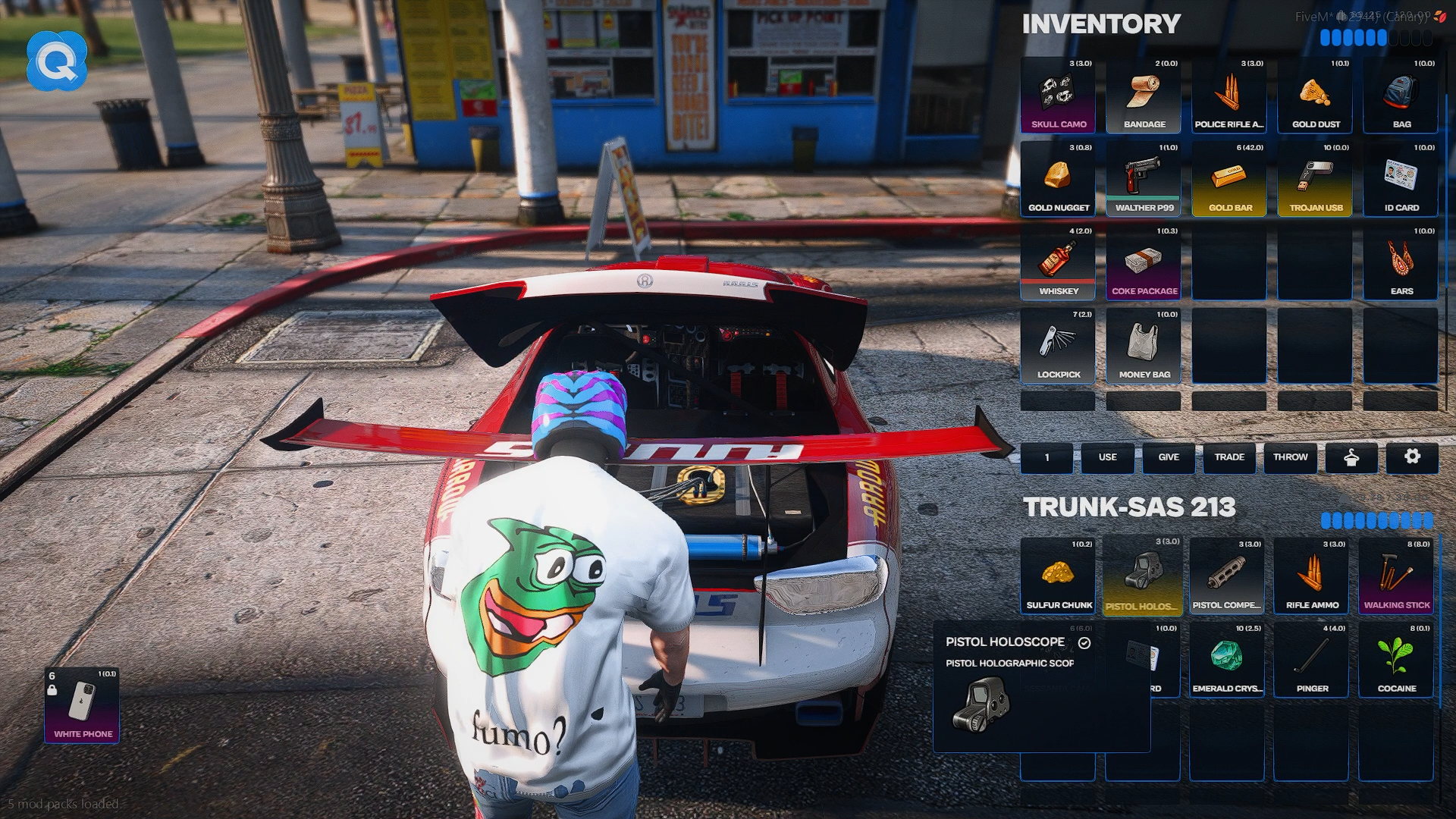 FiveM inventory UI script with crafting integration