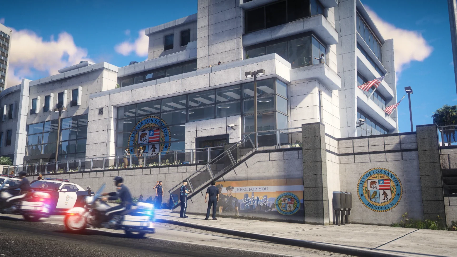 Vespucci Police Department exterior front view GTA V FiveM Interior MLO