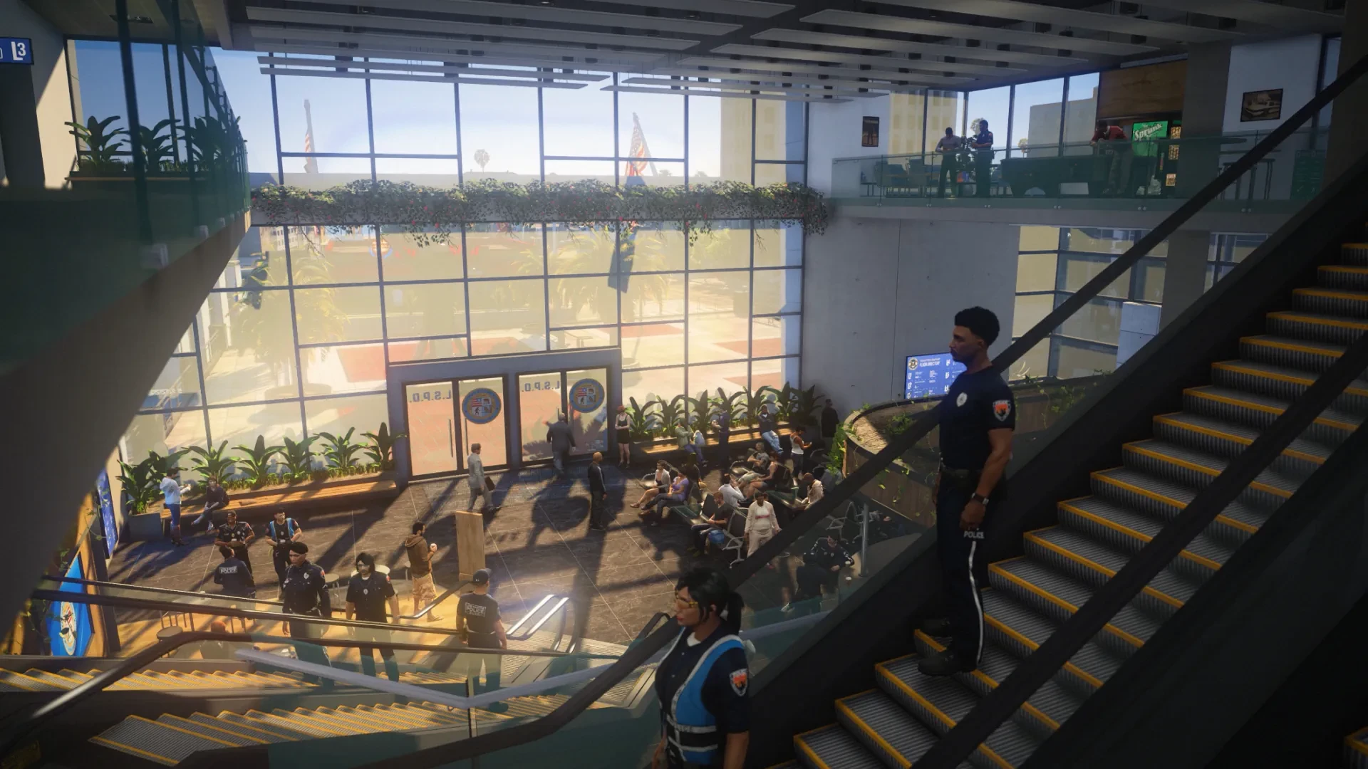 Vespucci Police Department reception view from escalator GTA V FiveM Interior MLO