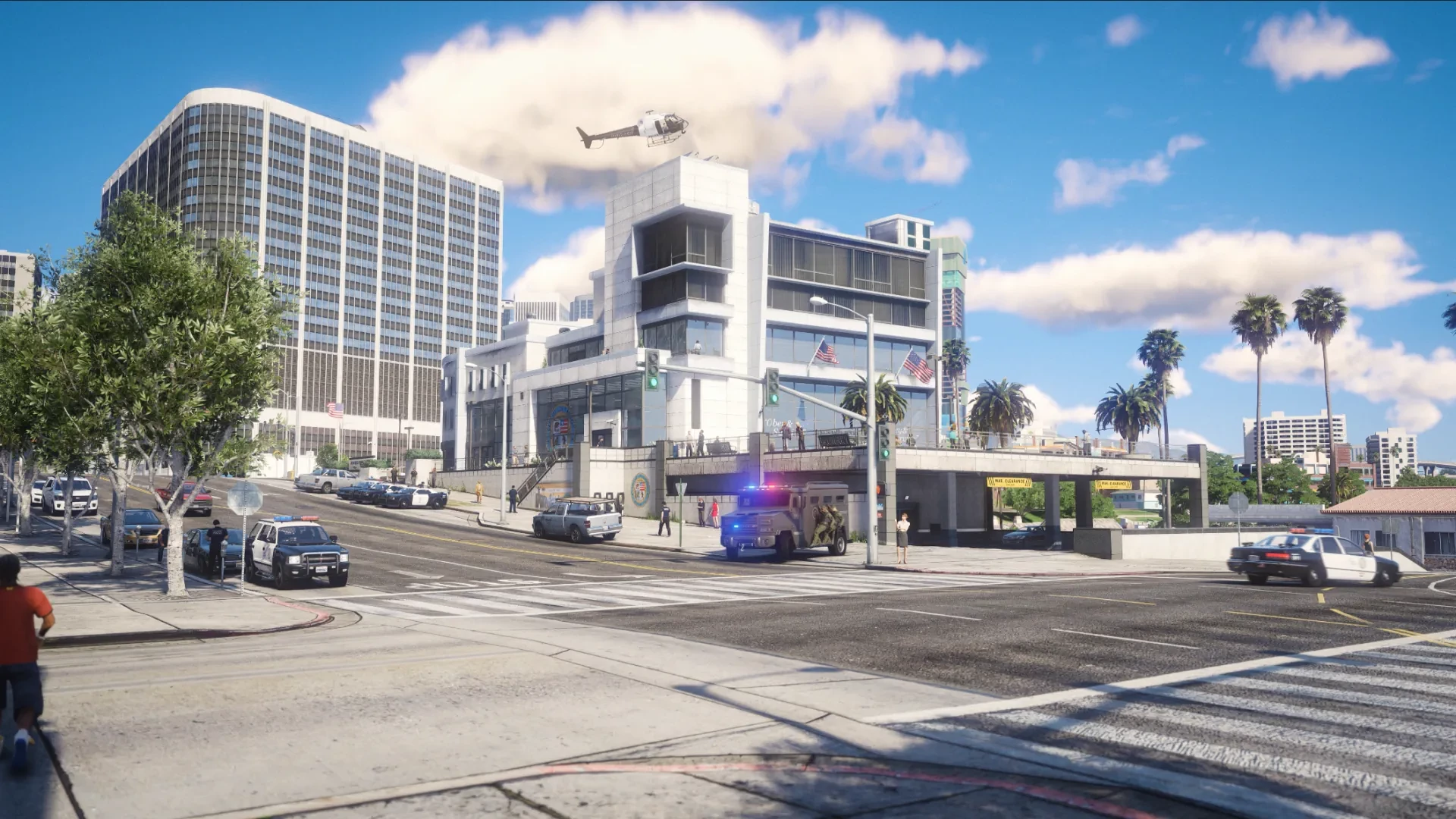 Vespucci Police Department exterior view from San Andreas Avenue GTA V FiveM Interior MLO