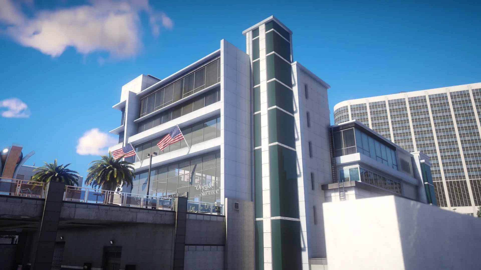 Vespucci Police Department rear building view GTA V FiveM Interior MLO