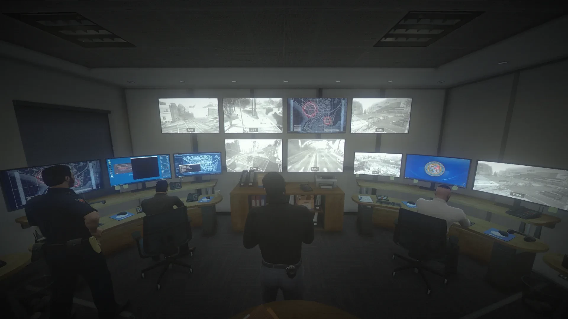 Vespucci Police Department city surveillance room GTA V FiveM Interior MLO