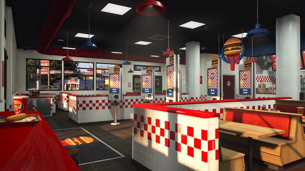 BurgerShot entrance with dining area GTA V FiveM Interior MLO