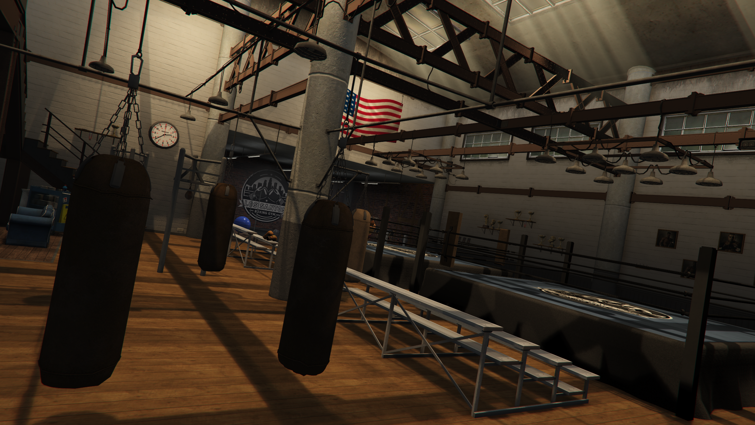 Boxing gym view with punching bags GTA V FiveM Interior MLO