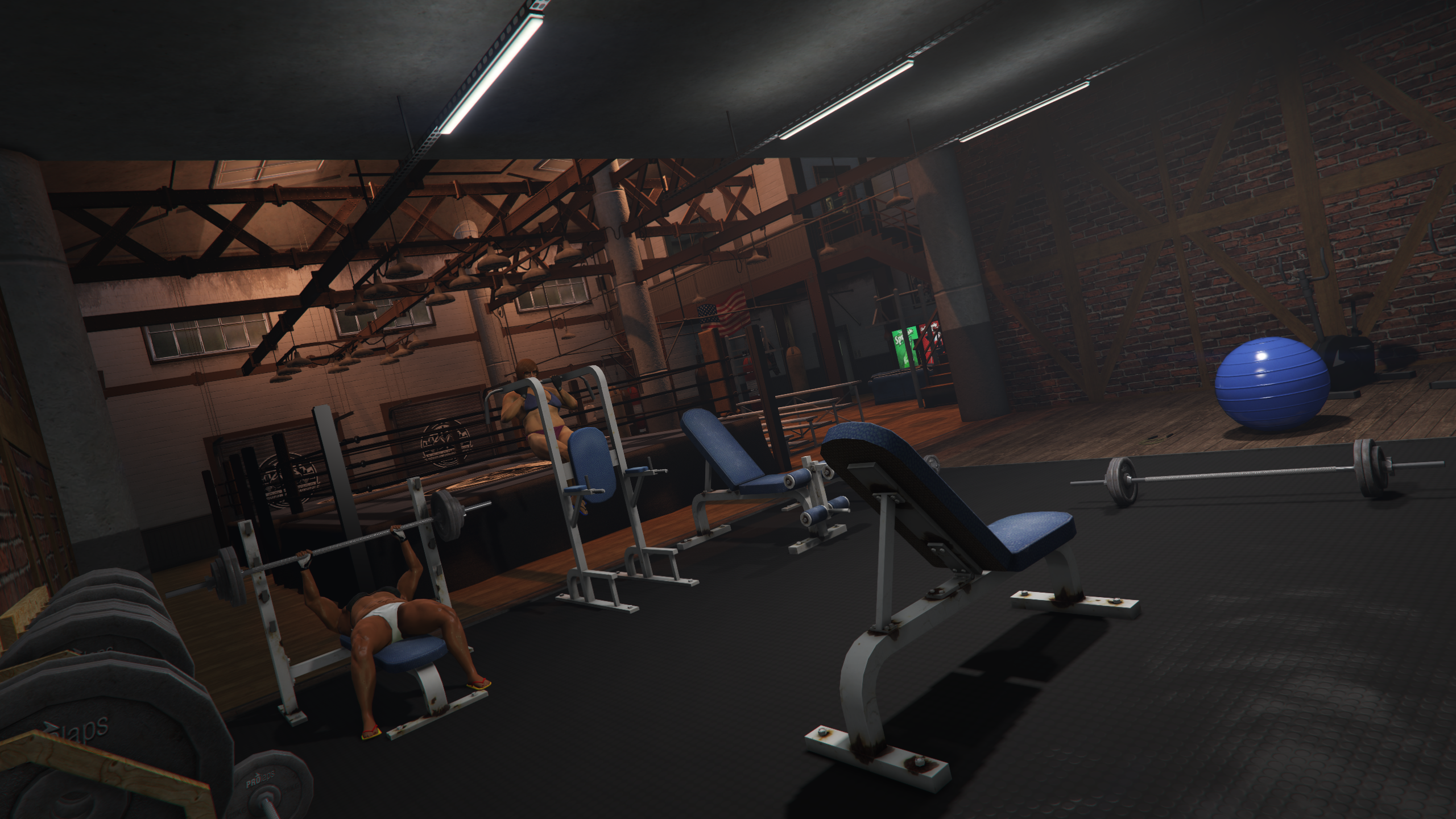 Boxing gym view with bench press area GTA V FiveM Interior MLO
