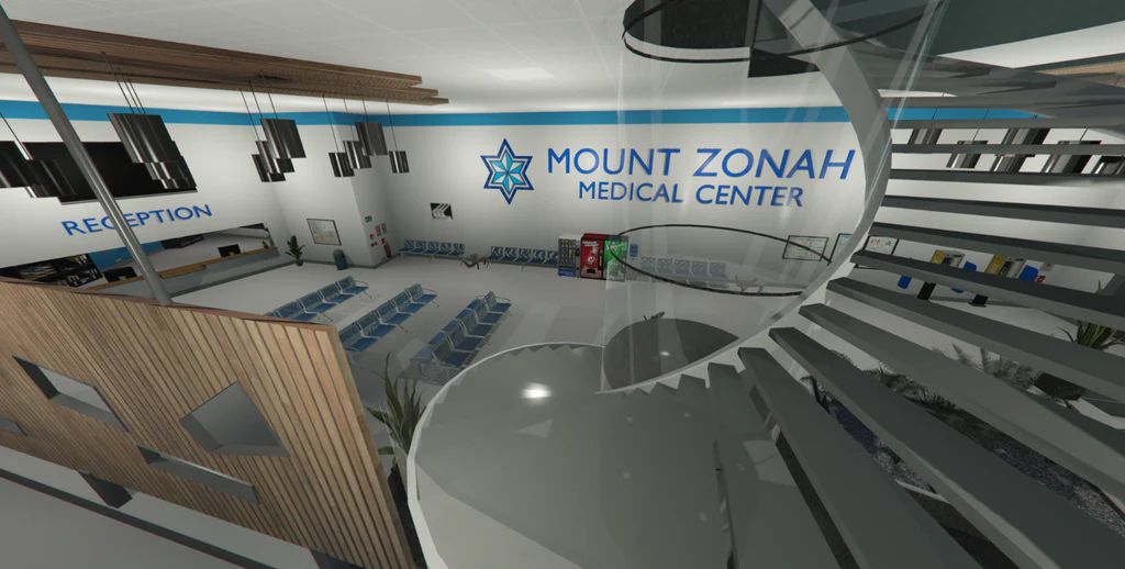 Mount Zonah Medical Center entrance view from stairs GTA V FiveM Interior MLO