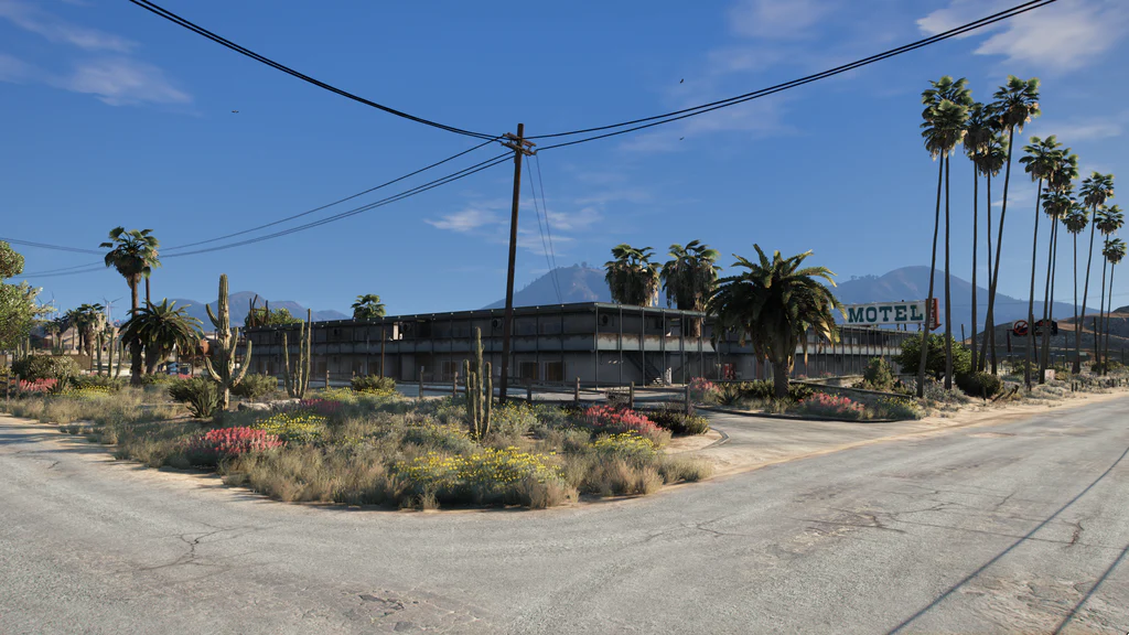 Sandy Shores Motel front garden GTA V FiveM Interior MLO