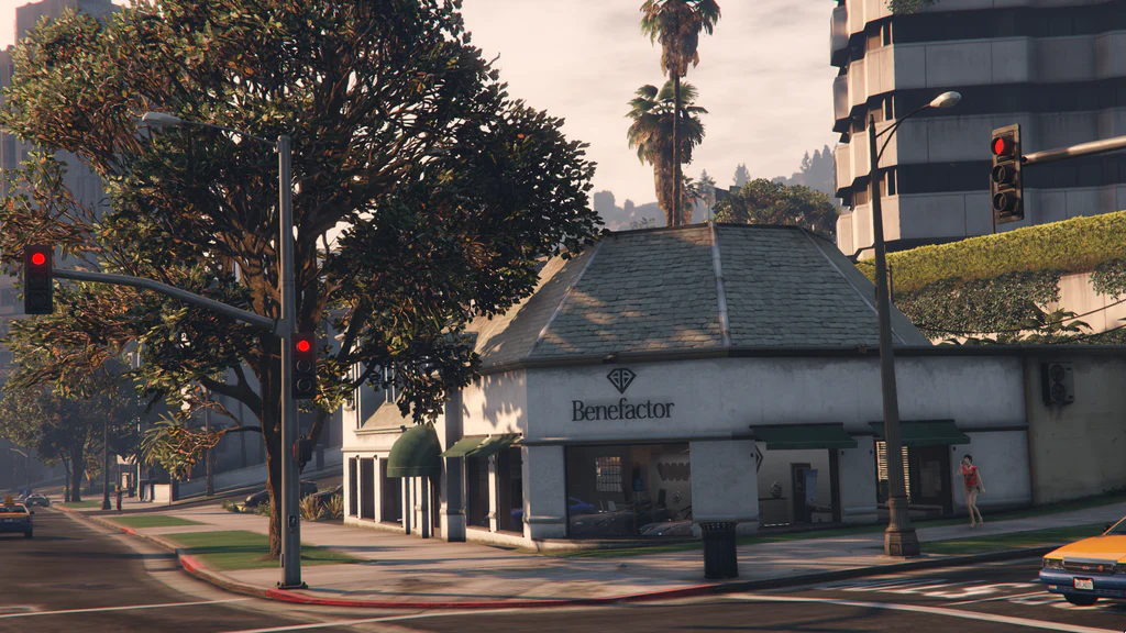 Benefactor Dealership exterior view GTA V FiveM Interior MLO