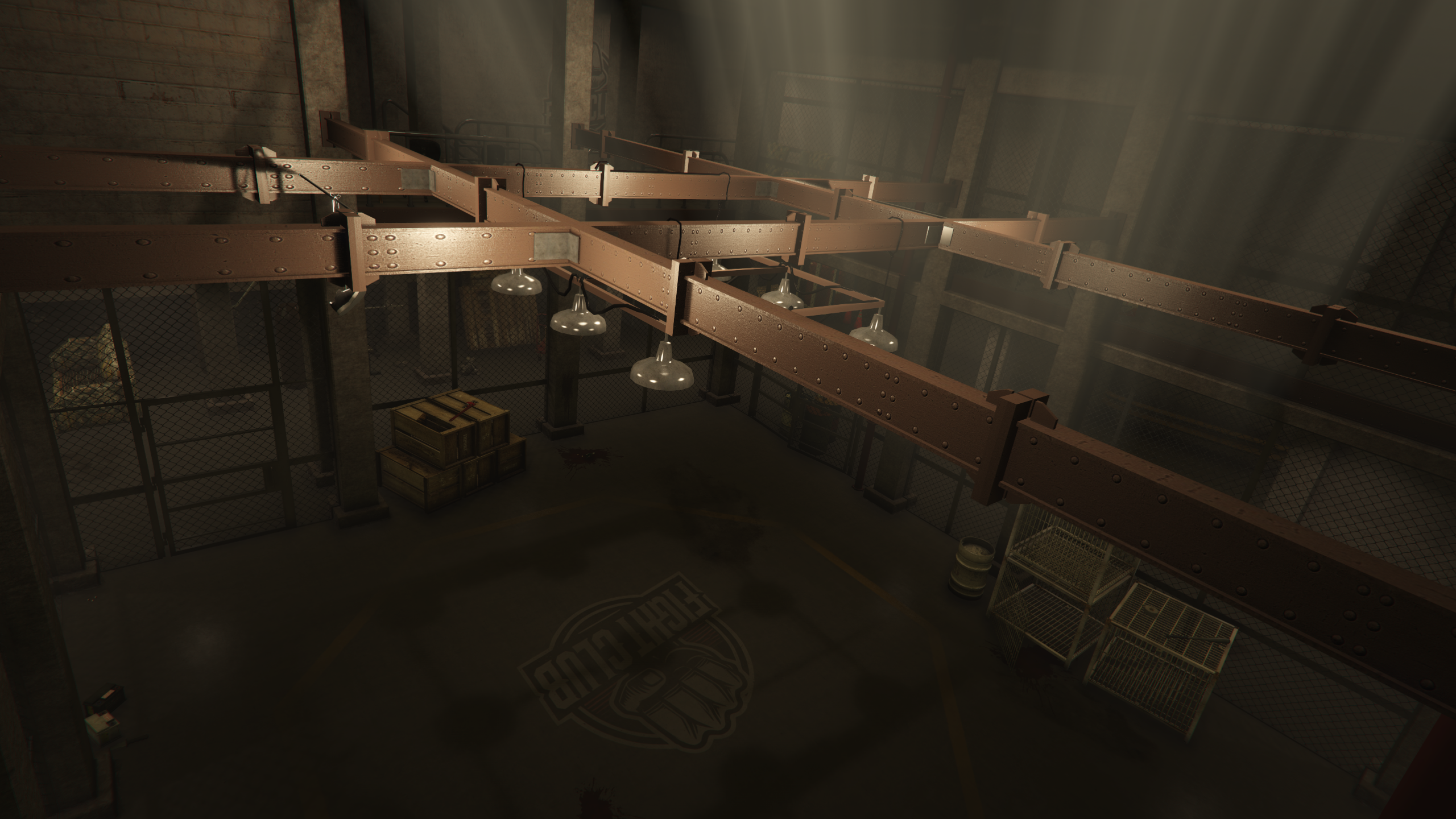 Fight club cage top view dark hangar GTA V FiveM Interior MLO
