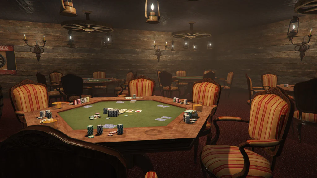 Black Wood Saloon upstairs poker room dim lighting GTA V FiveM Interior MLO