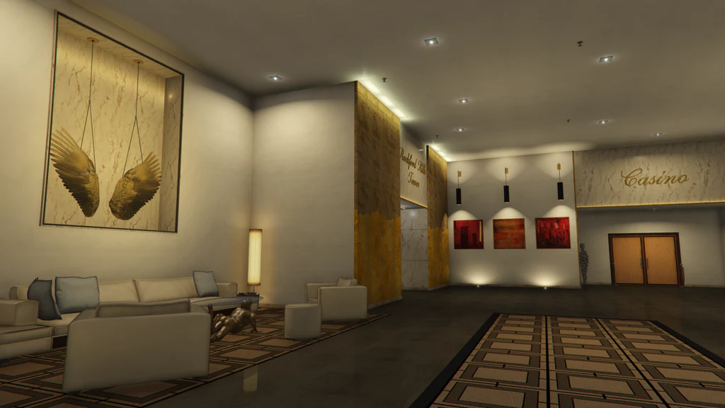 Von Crastenburg Hotel Rockford Hills lobby elevator view GTA V FiveM Interior MLO