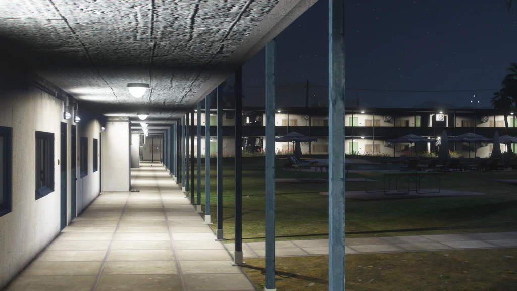 Sandy Shores Motel hallways and terraces GTA V FiveM Interior MLO