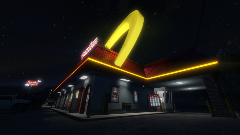 Up-n-Atom Grapeseed exterior night with neon sign GTA V FiveM Interior MLO