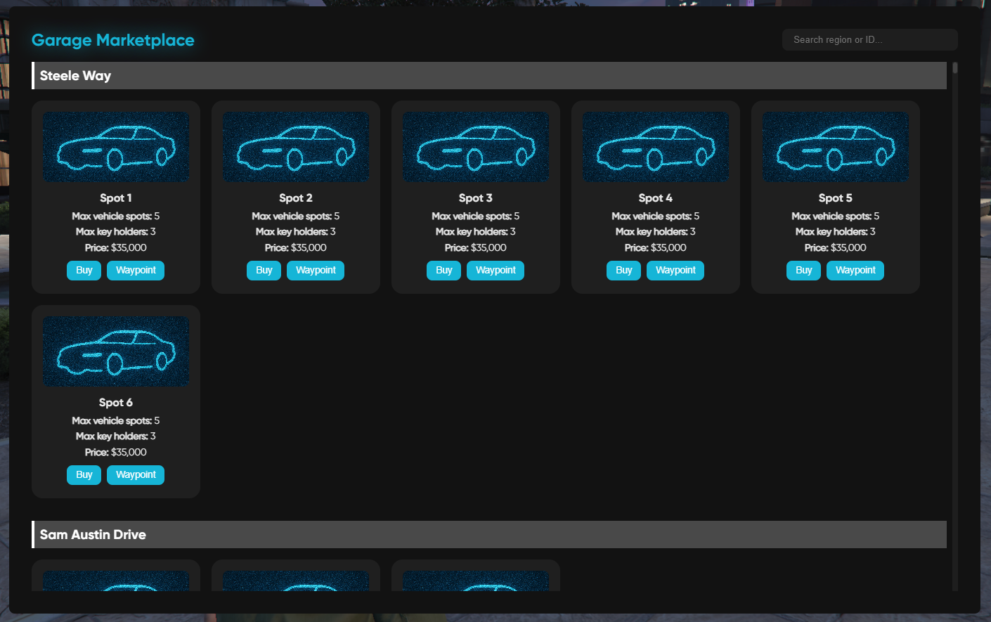 The Underground · Vehicle garage system [ESX, QB, QBOX]