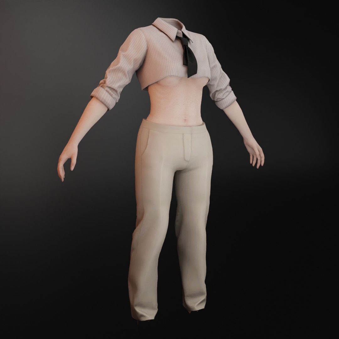 Pewe Studios Clothes · 015. CROP SHIRT WITH TIE SET [F]