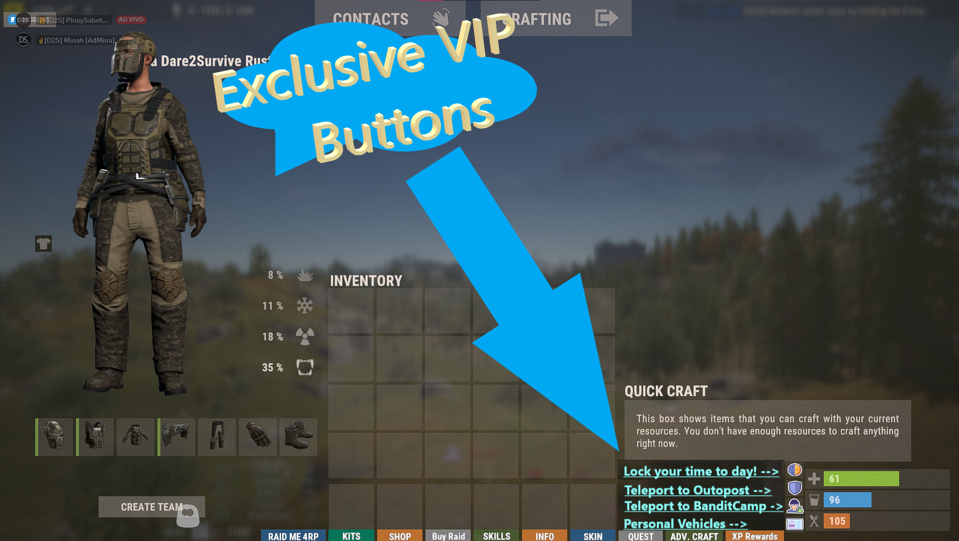 Dare2Survive Rust Servers · 👑 VIP for 1 Month D2S Ultimate PvE